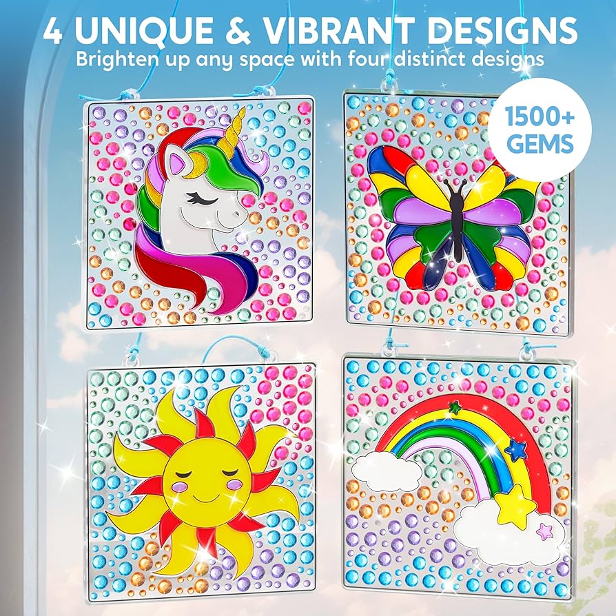 COLORFUL SNOW 神アート　4個セット Amazon.com: Klever Kits 4PCS Window Art, 2-in-1 Gems and